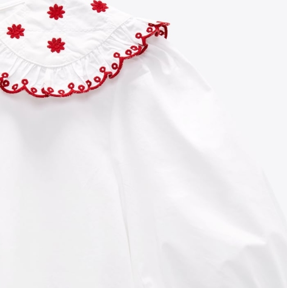 Zara Peter Pan Collar Puffy Sleeves - Picture 5 of 7